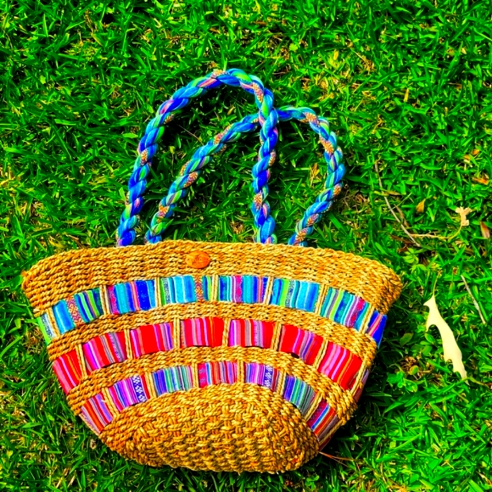 Boho Straw & Cloth bag